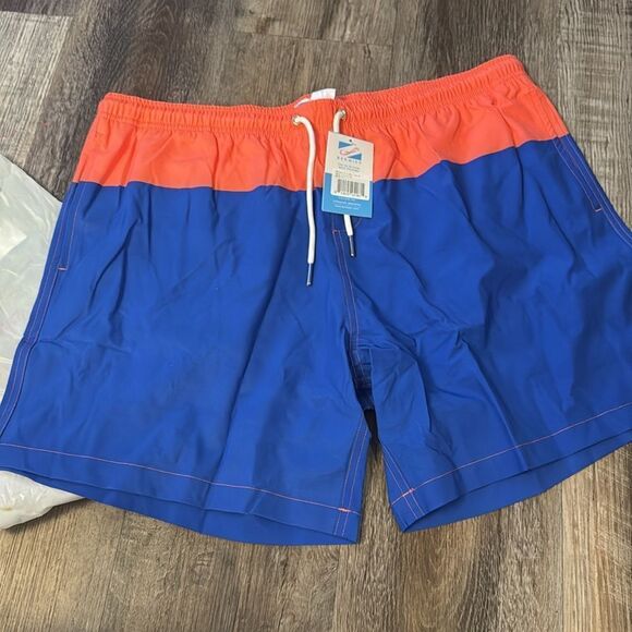 Bermies Men's Classic Liner Swim Shorts Trunks in Malibu Blue/Orange Size XL NWT - Picture 7 of 8